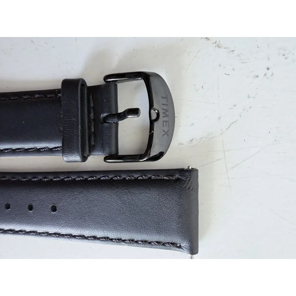 Timex Black Leather Two-Piece Wristwatch Band Strap for Timex, Unisex